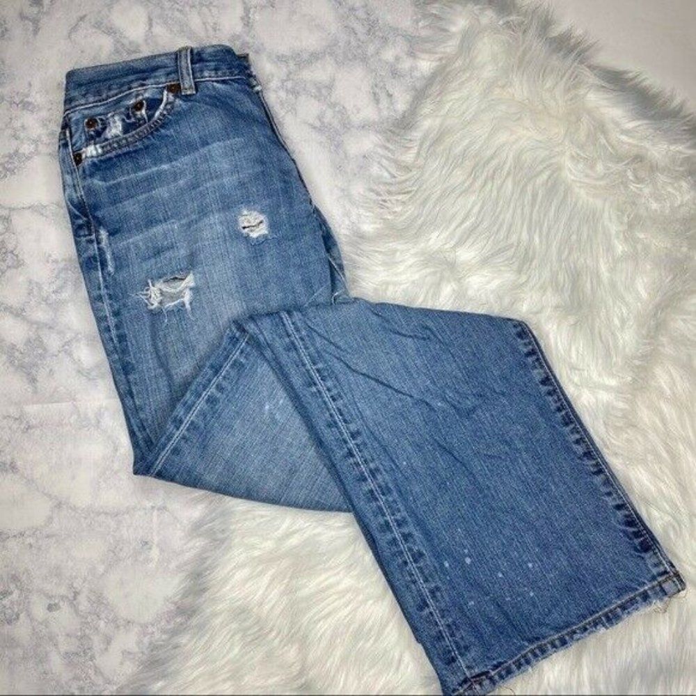 Lucky Brand Straight Leg Boyfriend Jeans Distressed Light Wash 26 Dungarees - Picture 8 of 12